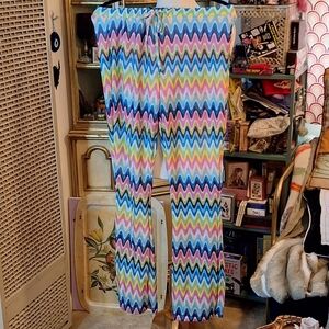 Dolls Kill Poster Grl Wavy Thoughts Stitch Knit Flare Pants LARGE